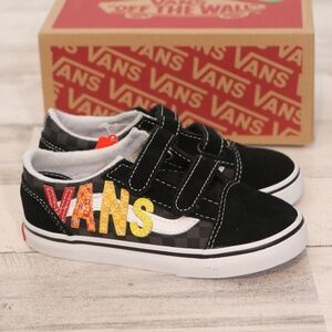 Vans Old Skool V Flame Logo Repeat Toddler 10 NEW